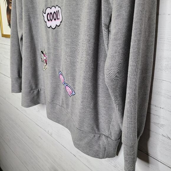 Torrid Rebel Wilson Gray Patchwork Sweatshirt‎ Size 1 - Picture 4 of 12